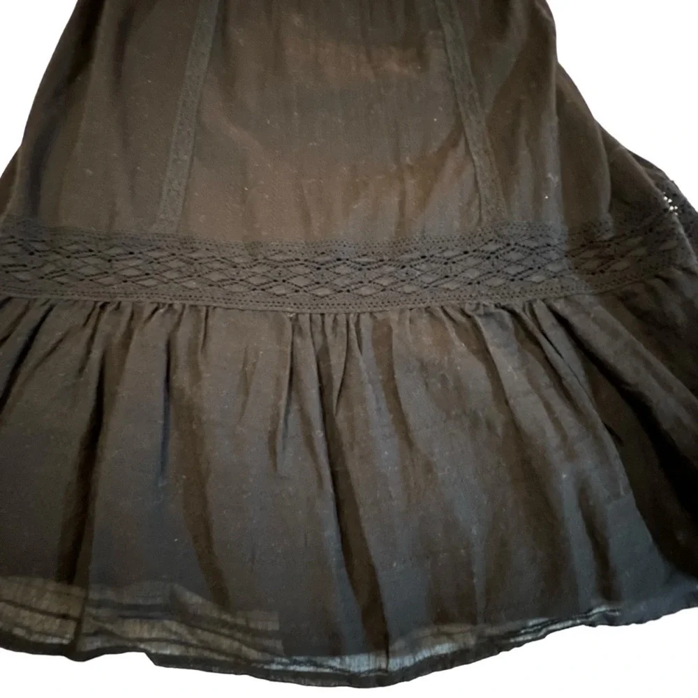 NEW Revolve Ella Moss  ‘Blanca’ Midi Dress in BLACK Large Ruffled Lace